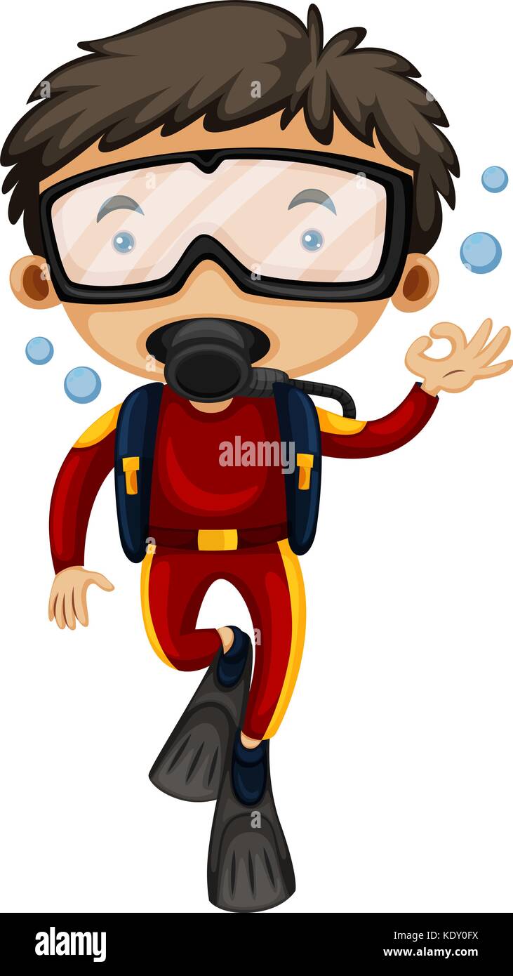 Man doing scuba diving illustration Stock Vector Image & Art Alamy
