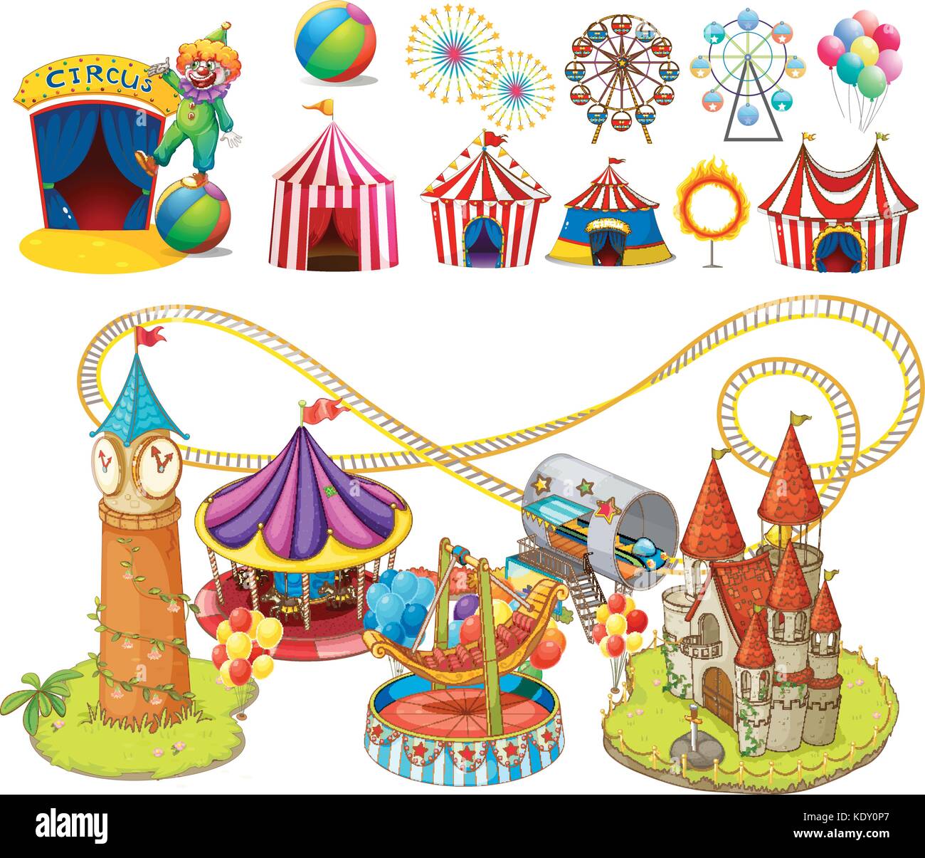 Amusement park rides illustration Stock Vector Images - Alamy