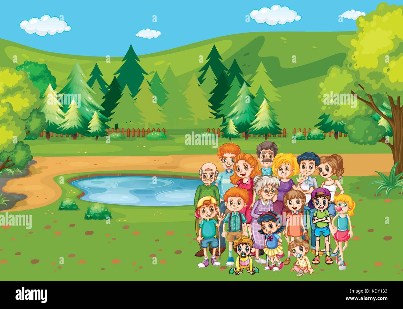 Family members in the park illustration Stock Vector Image & Art - Alamy