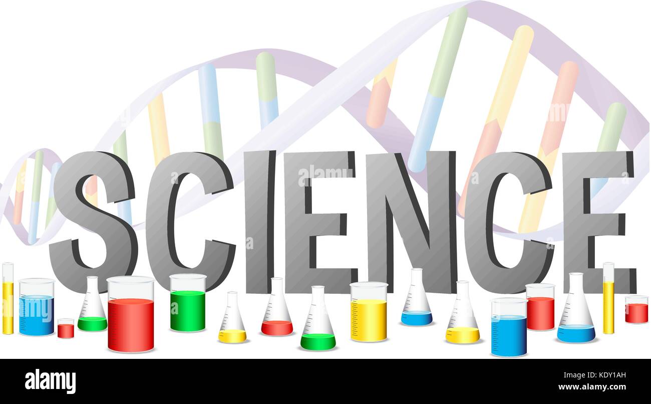 Word design for science with science equipments illustration Stock