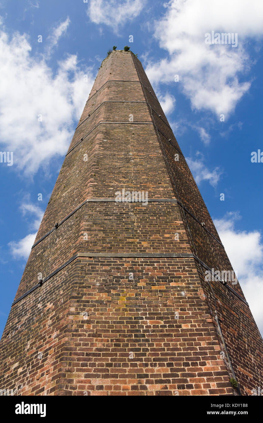 The chimney of former Burrs cotton mill which now forms part of Burrs Country Park, Bury, Greater Manchester. The mill dates from 1790. Stock Photo