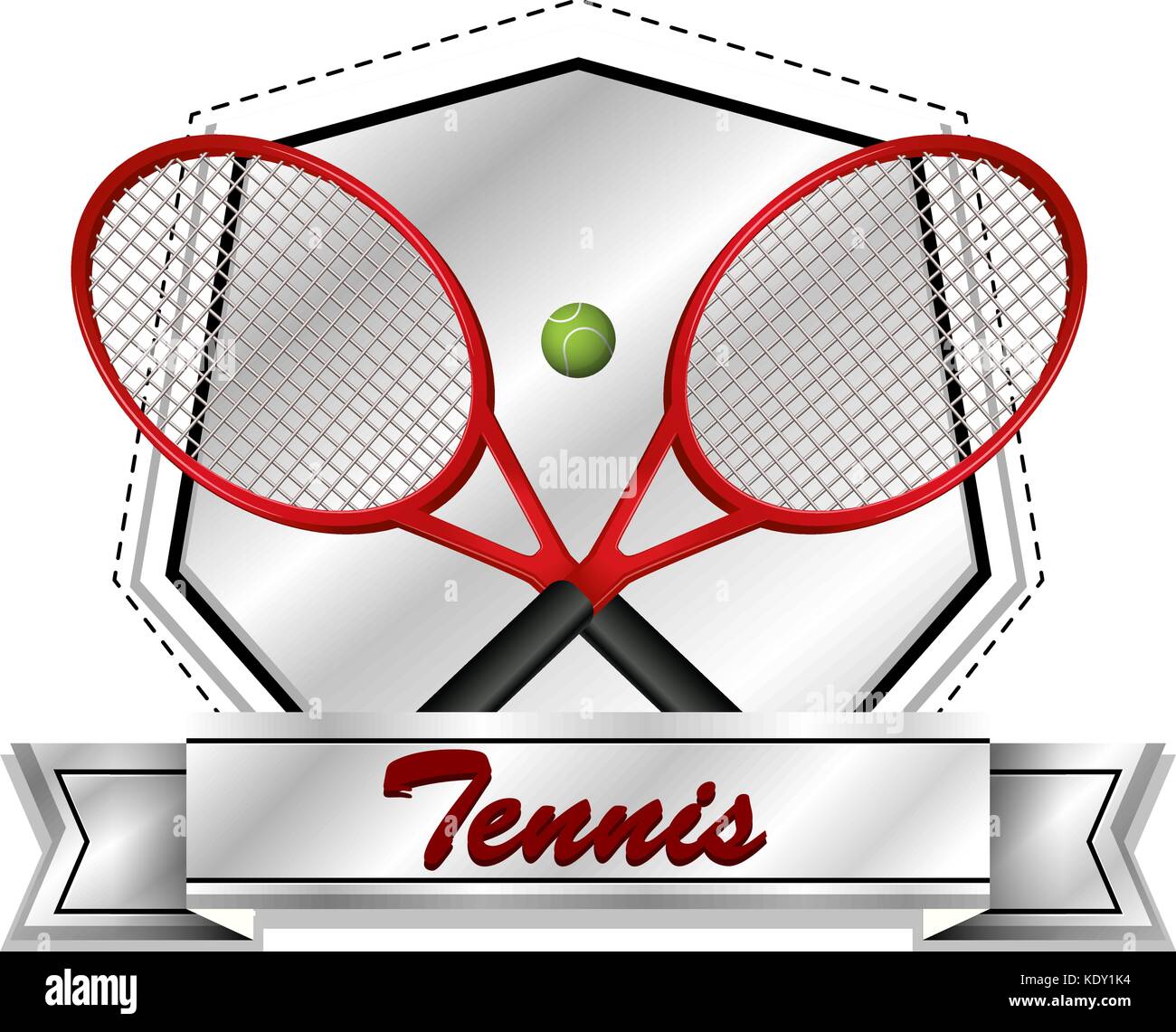 Sport icon design with tennis rackets and ball illustration Stock ...