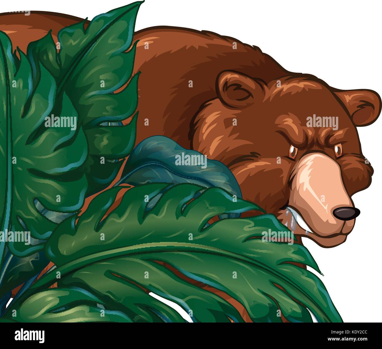 Wild grizzly bear behind the bush illustration Stock Vector Image & Art ...