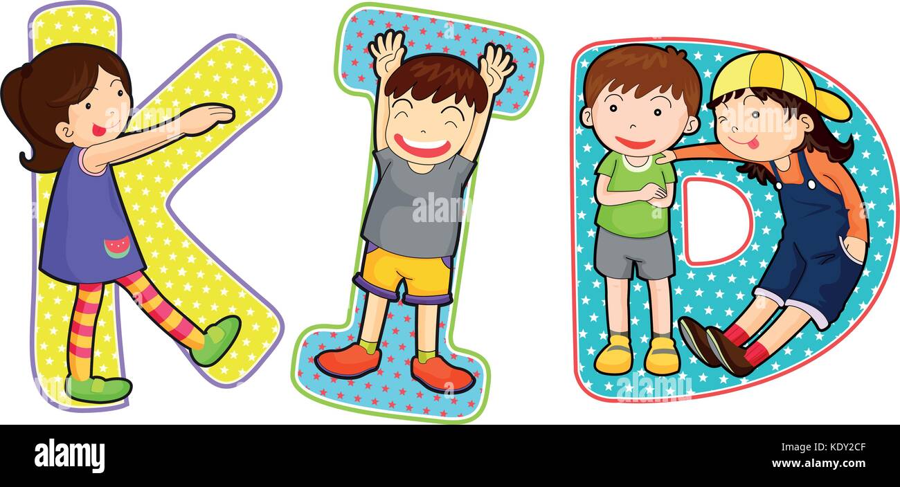 Font design for word kid illustration Stock Vector Image & Art Alamy