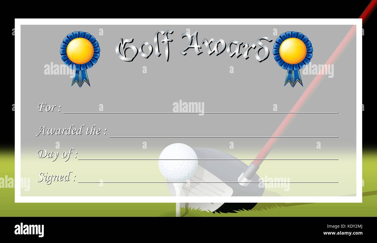 Certificate template for golf award illustration Stock Vector Image
