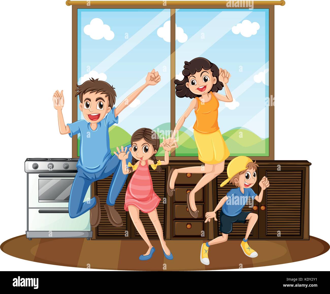 Family happy at home illustration Stock Vector Image & Art - Alamy