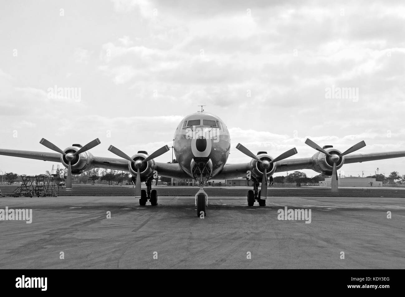 Front view of vintage airliner from the 50s Stock Photo
