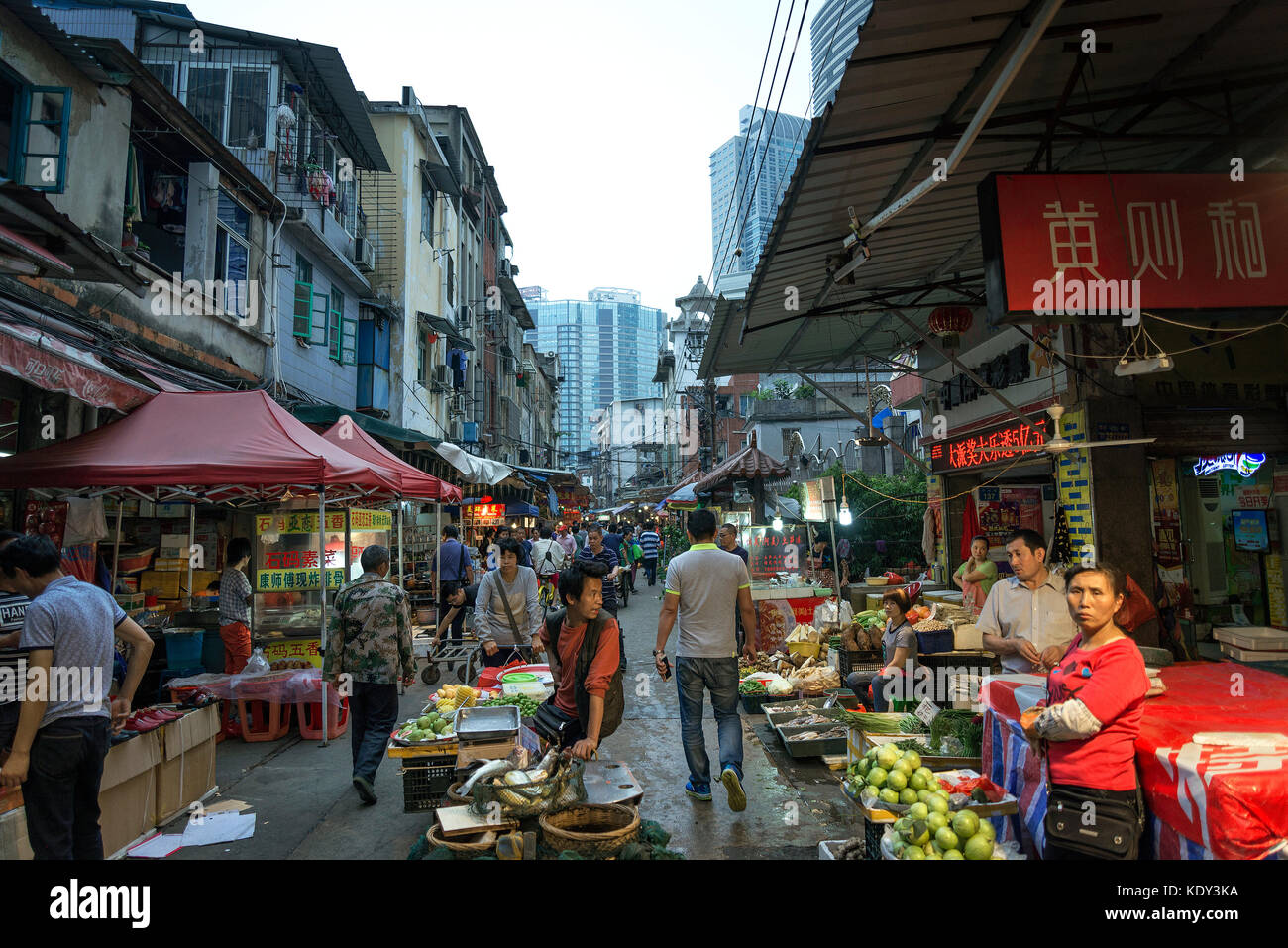 local food market shopping area street in central xiamen city china ...