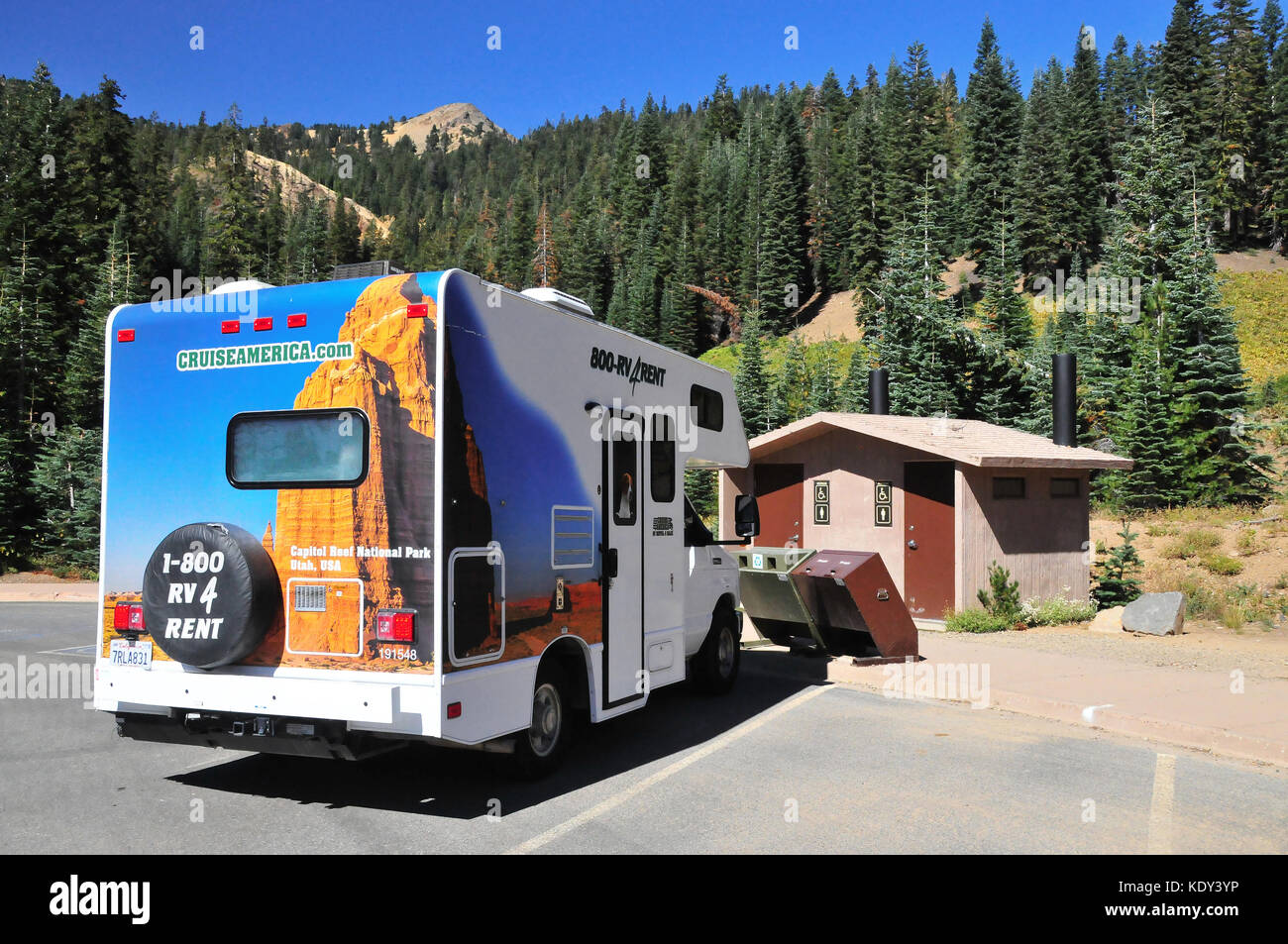 Mt. Lassen Volcanic National Park overs visitors some of the nation's  most beautiful, scenic vistas and clean rest areas! Stock Photo