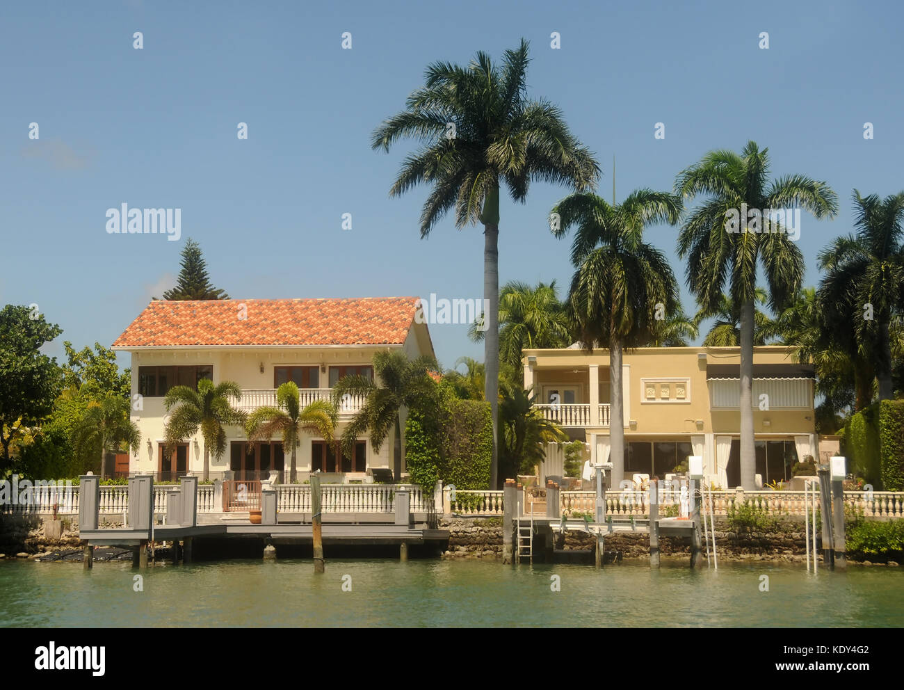 Expensive waterfront homes in Miami Beach, Florida Stock Photo Alamy