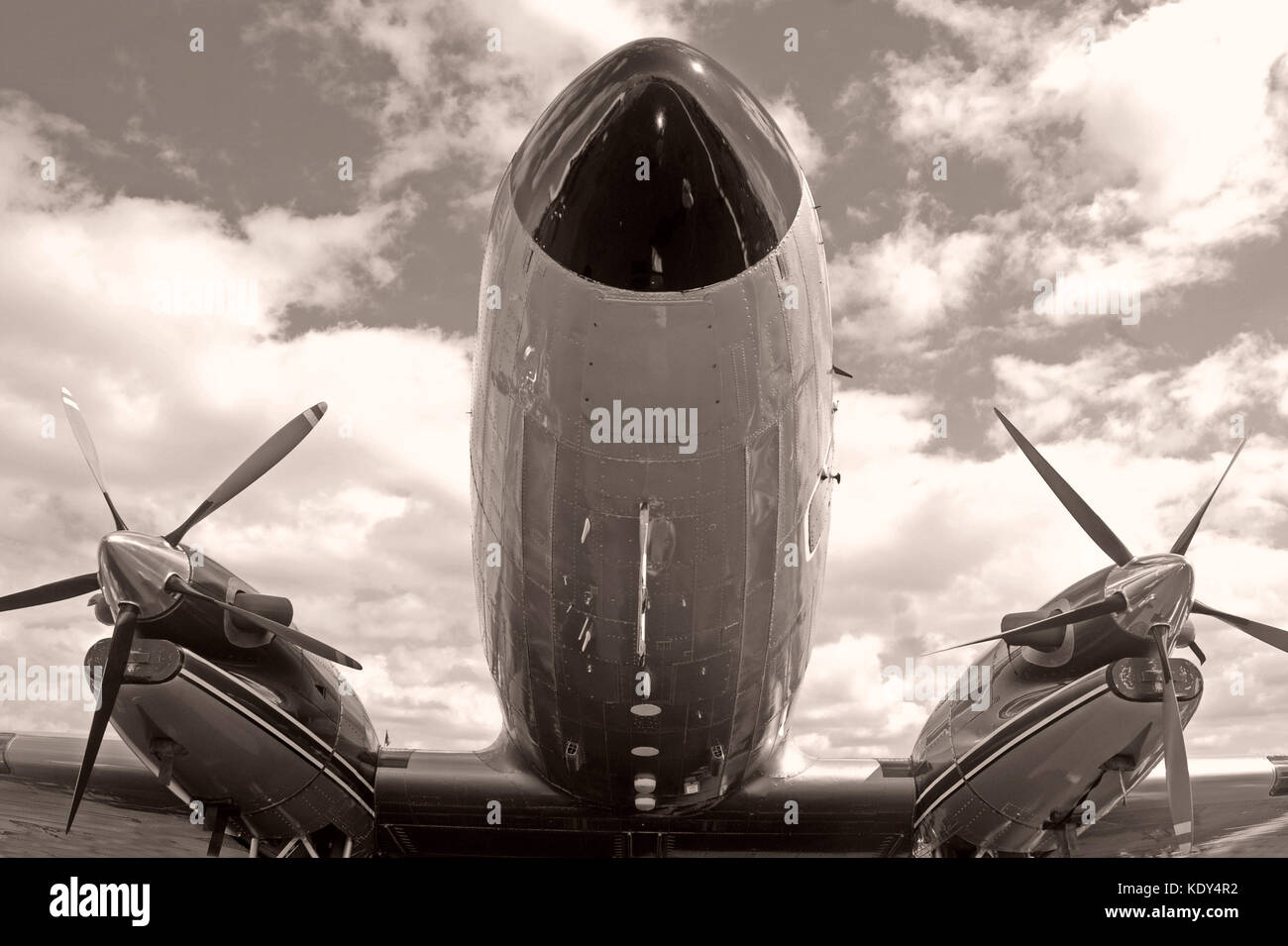 Vintage turboprop airplane nose closeup view Stock Photo - Alamy