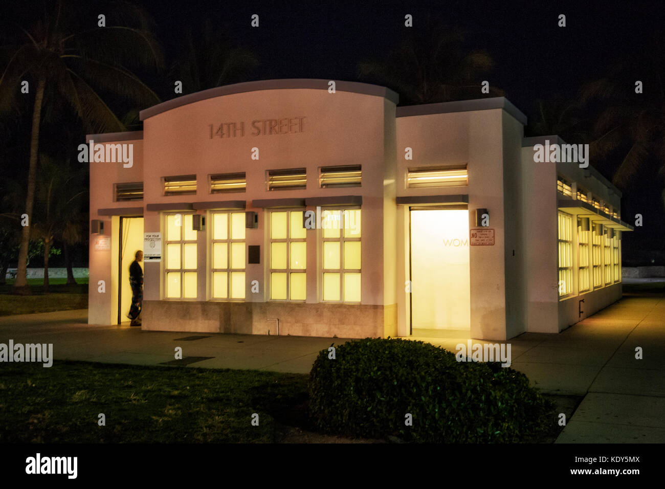 Art Deco public restroom, South Beach, Miami Beach, Florida, USA Stock ...