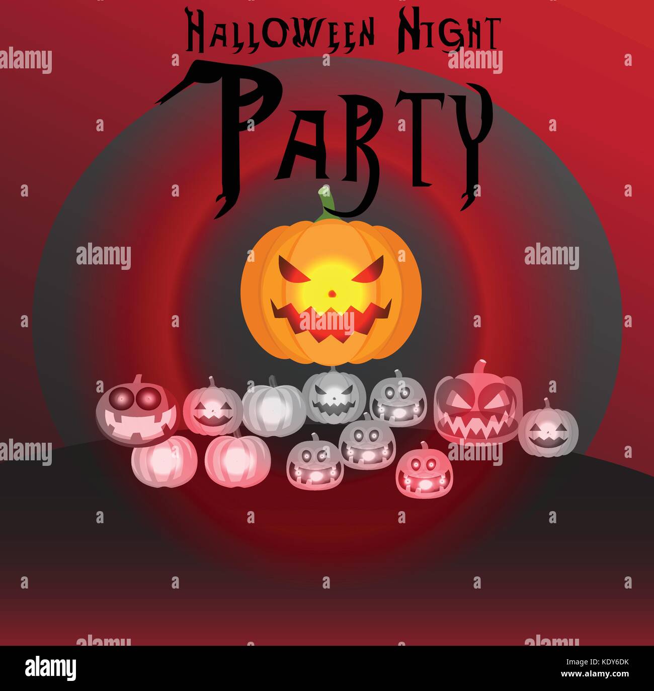 Artist: Dulyapon Somsri; Halloween Night Party Poster, Background, Backdrop, Postcard, Invitation to celebrate Halloween Night Party Stock Vector