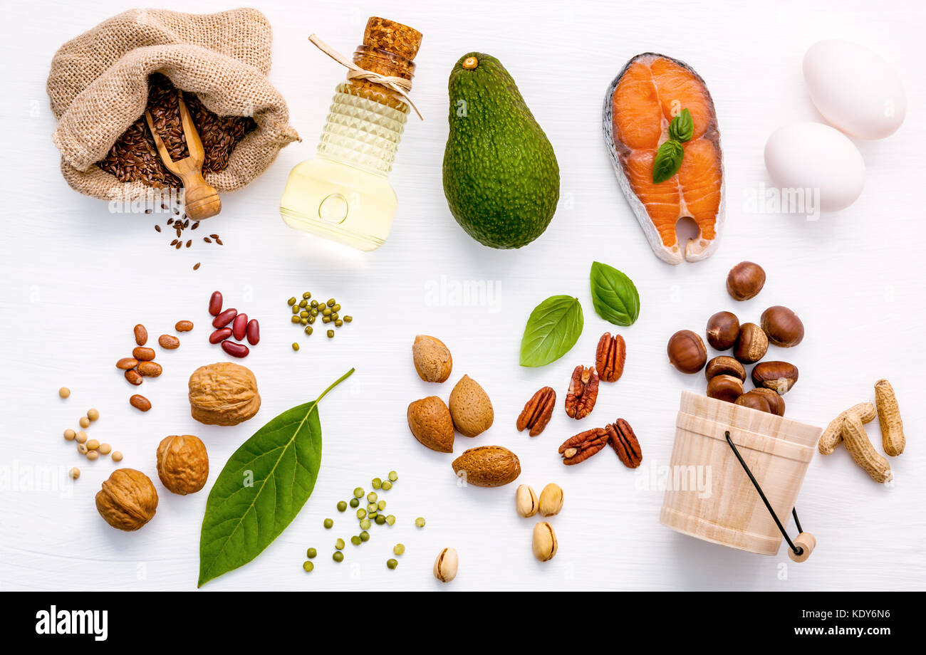 Selection food sources of omega 3 . Super food high omega 3 and