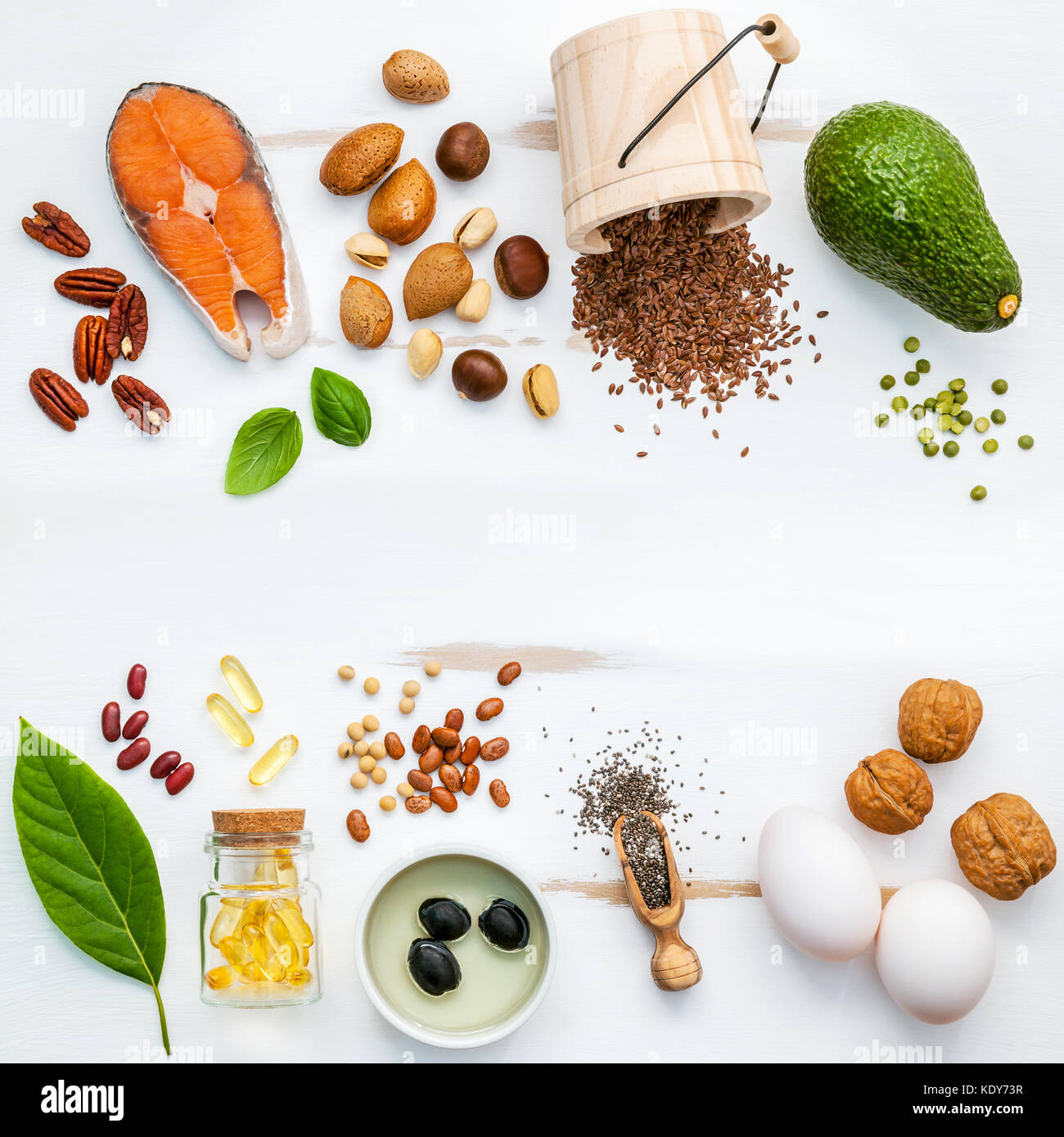 Selection food sources of omega 3 . Super food high omega 3 and