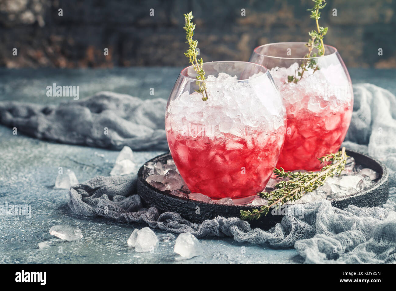 Red drink with ice Stock Photo