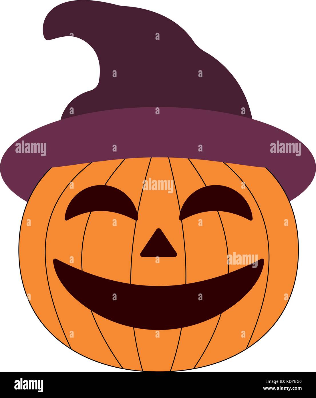 Cartoon halloween pumpkin wearing witch hat isolated Stock Vector Image ...
