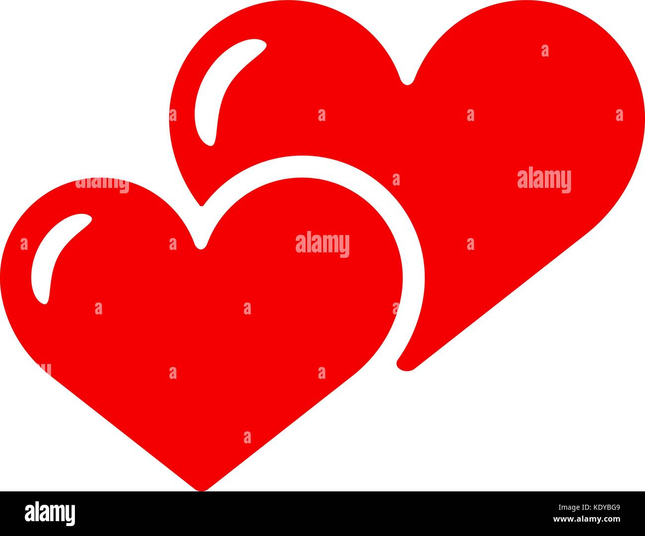 Two hearts icon, vector isolated. love red smbol. Stock Vector