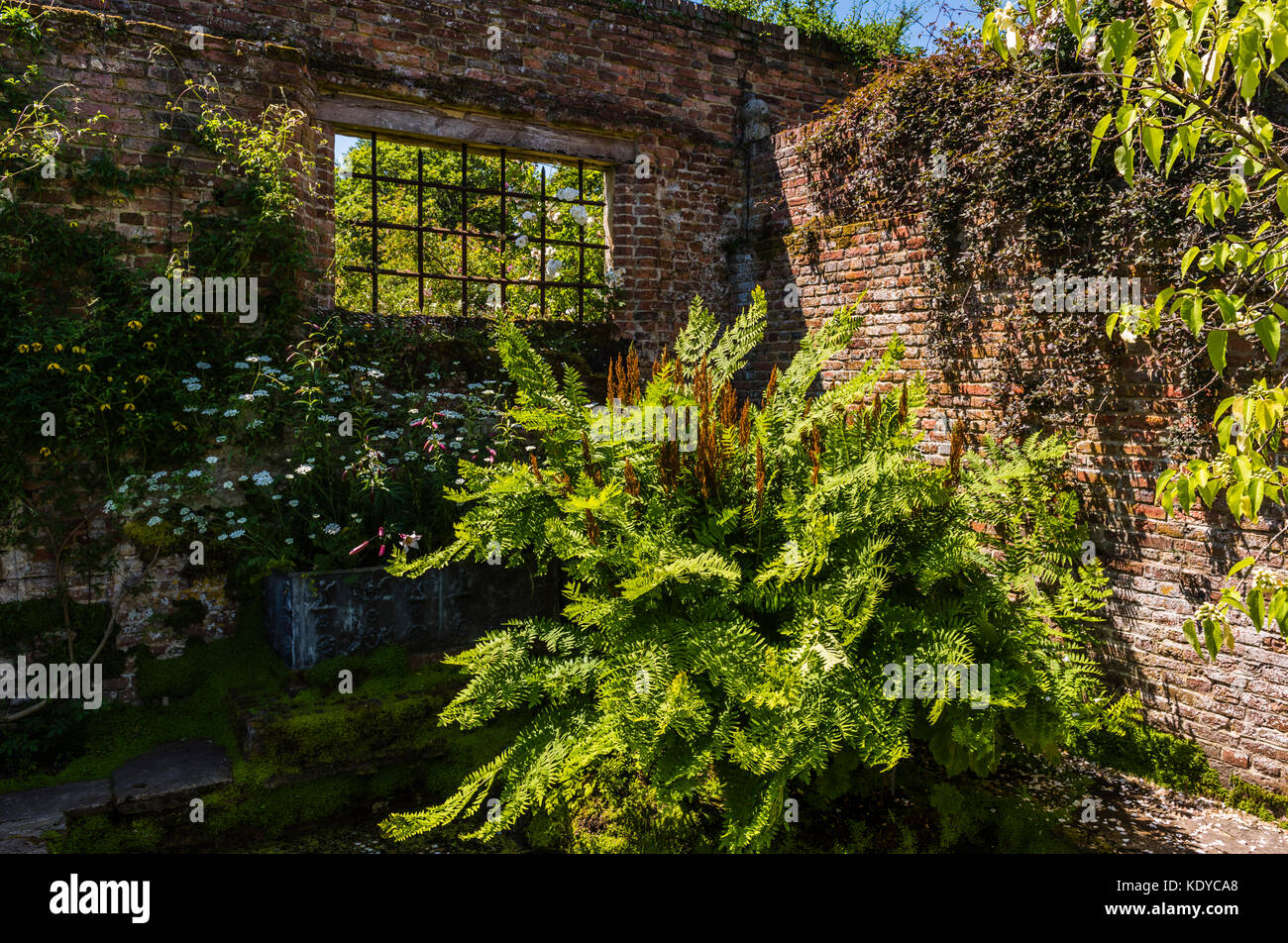 Derelict building corner at Sissinghurst Gardens, Kent, UK Stock Photo