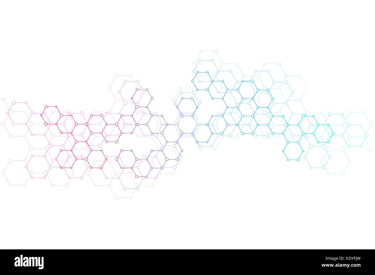 Abstract hexagonal molecule background, genetic and chemical compounds system. Geometric graphics and connected lines with dots. Scientific and technological concept, vector illustration Stock Vector