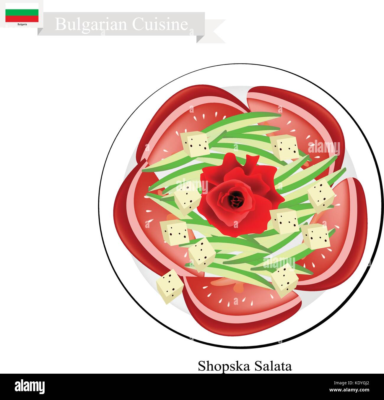 Bulgarian Cuisine, Illustration of Shopsky Salad or Shopska Salata Made ...