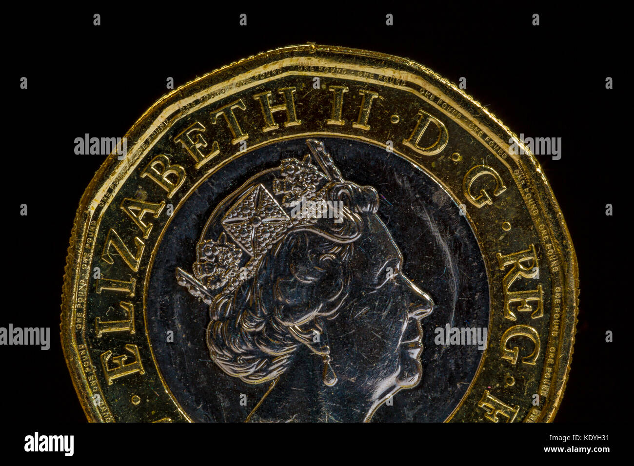 New one pound coin introduced March 2017. Stock Photo