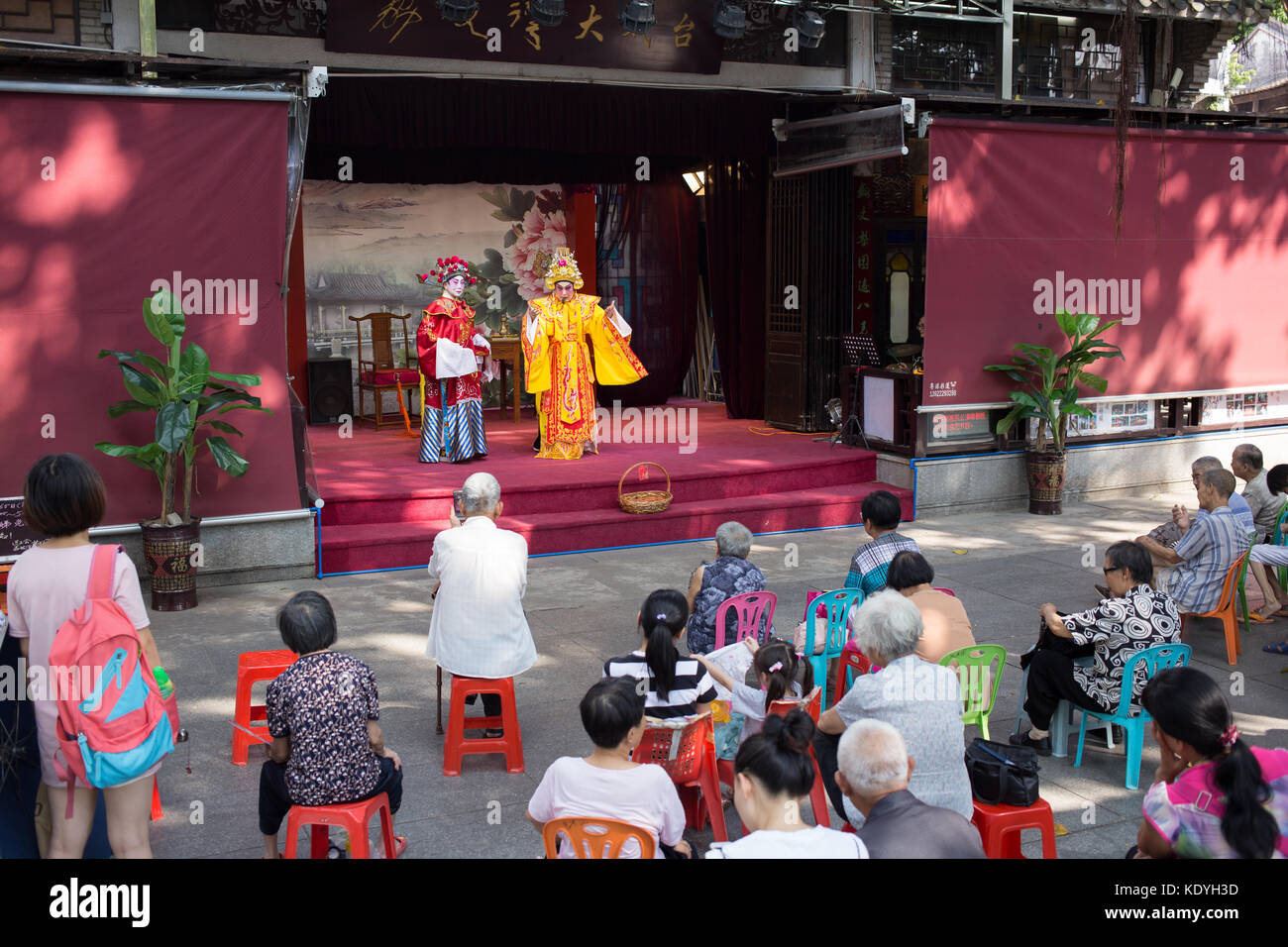 guangzhou,china - Aug,16,2017:Peoples watching cantonese opera in liWan ...