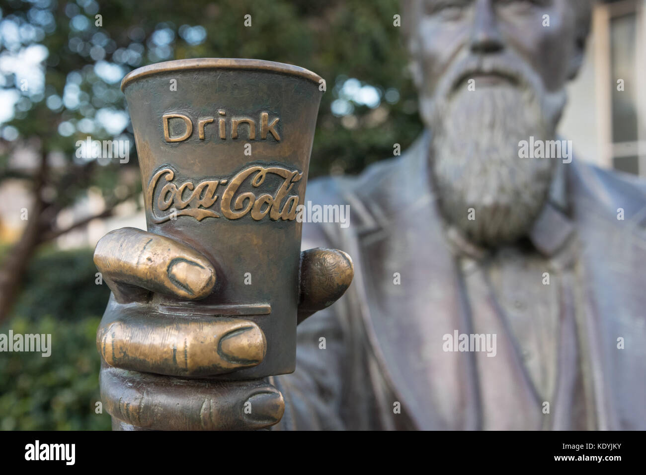 World of Coca-Cola (Atlanta, GA) statue of John Pemberton, the pharmacist inventor of Coca-Cola and the founder of the Coca-Cola company. Stock Photo