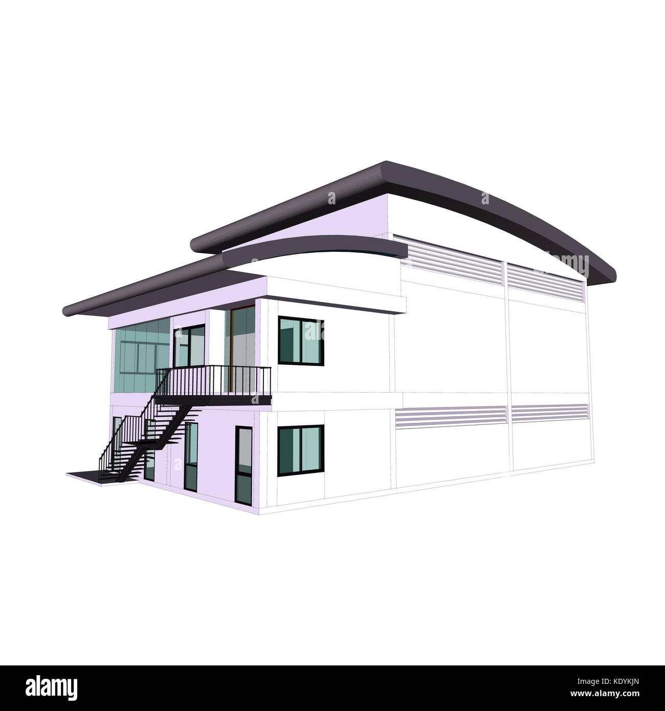 3D architecture building workshop and office. Stock Photo