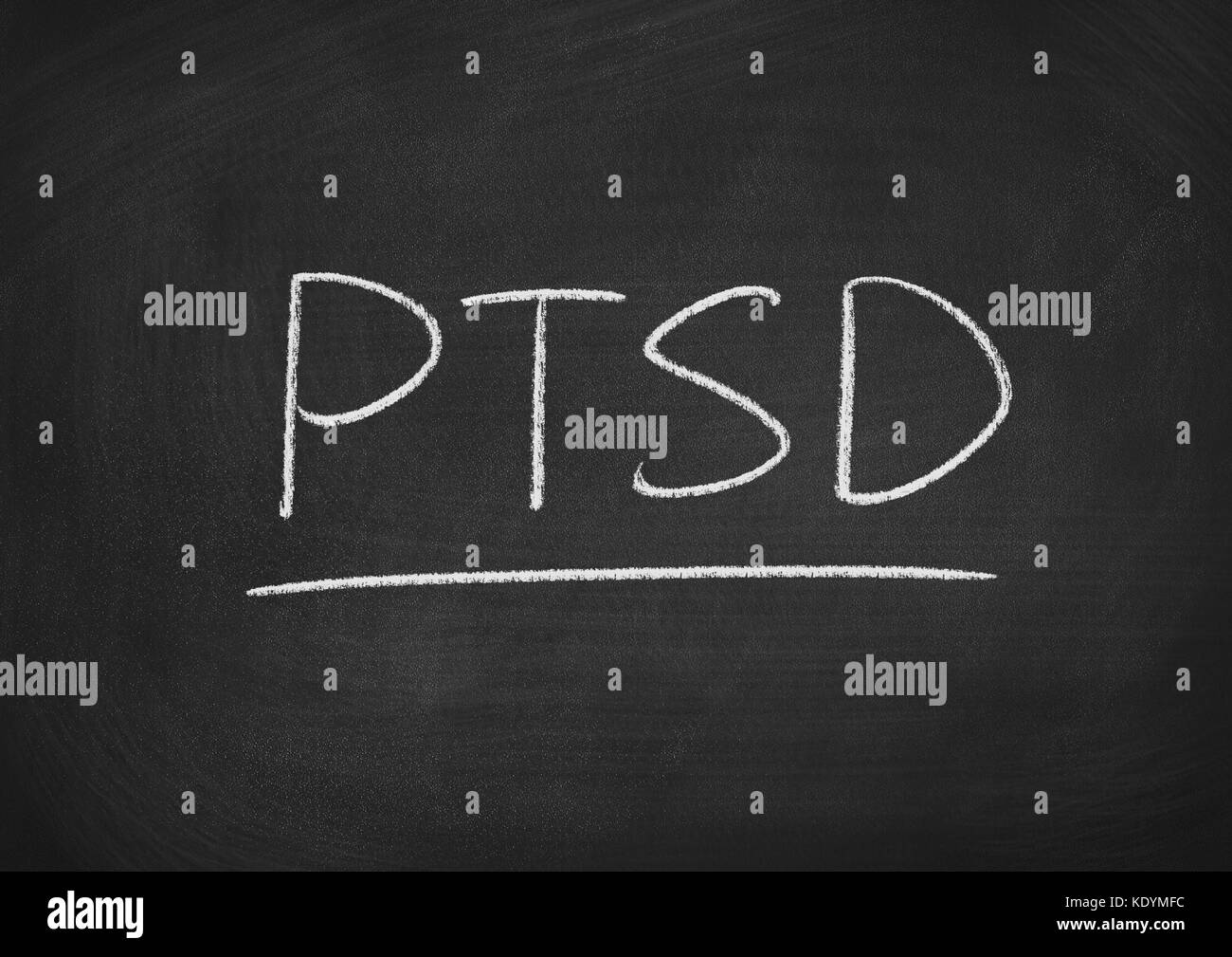 ptsd concept word on a blackboard background Stock Photo