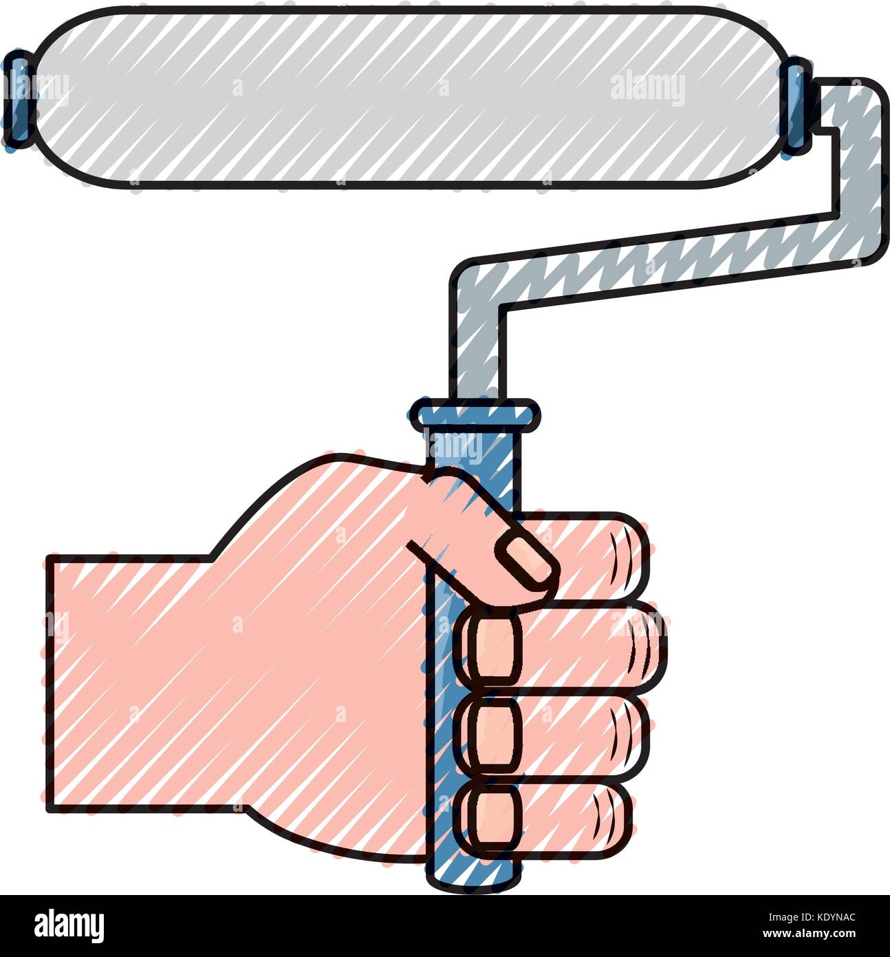 hand with paint roller vector illustration Stock Vector Image & Art - Alamy