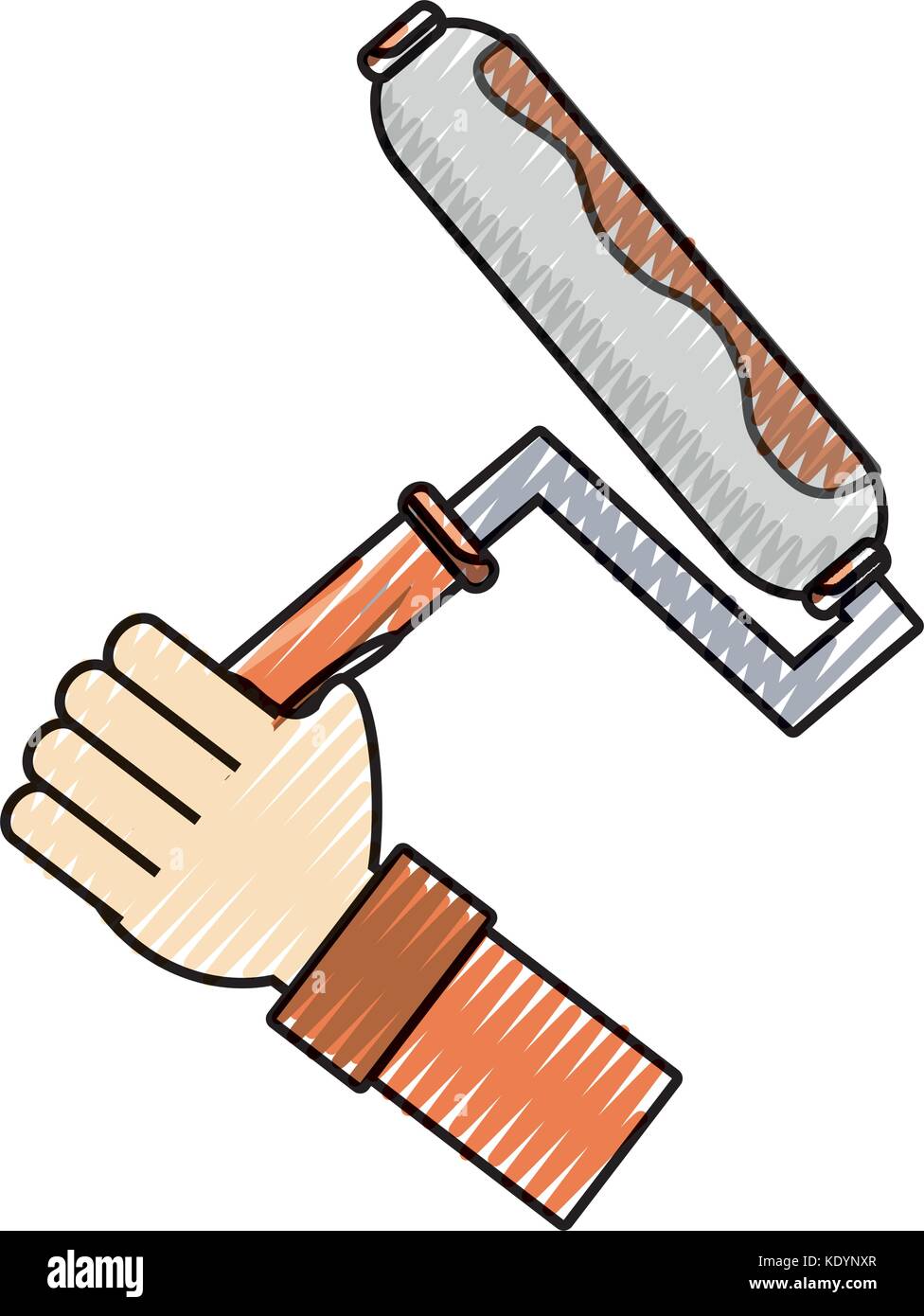 hand with paint roller vector illustration Stock Vector Image & Art - Alamy