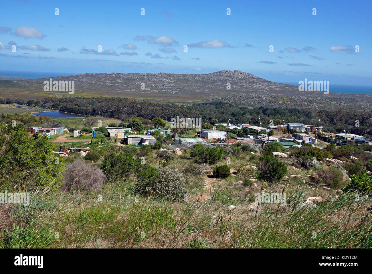 The informal settlement of Redhill,  between Scarborough and Simon’s Town near Cape Town in South Africa. Stock Photo