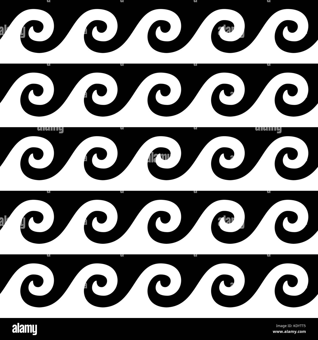 Greek pattern vector seamless design, ancient vase waves wallpaper in black and white Stock Vector