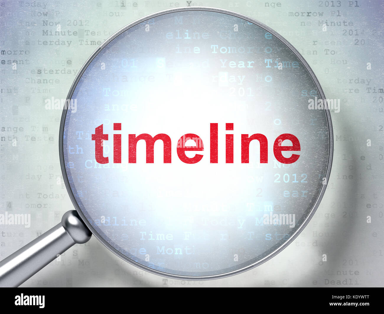 Timeline concept: Timeline with optical glass Stock Photo