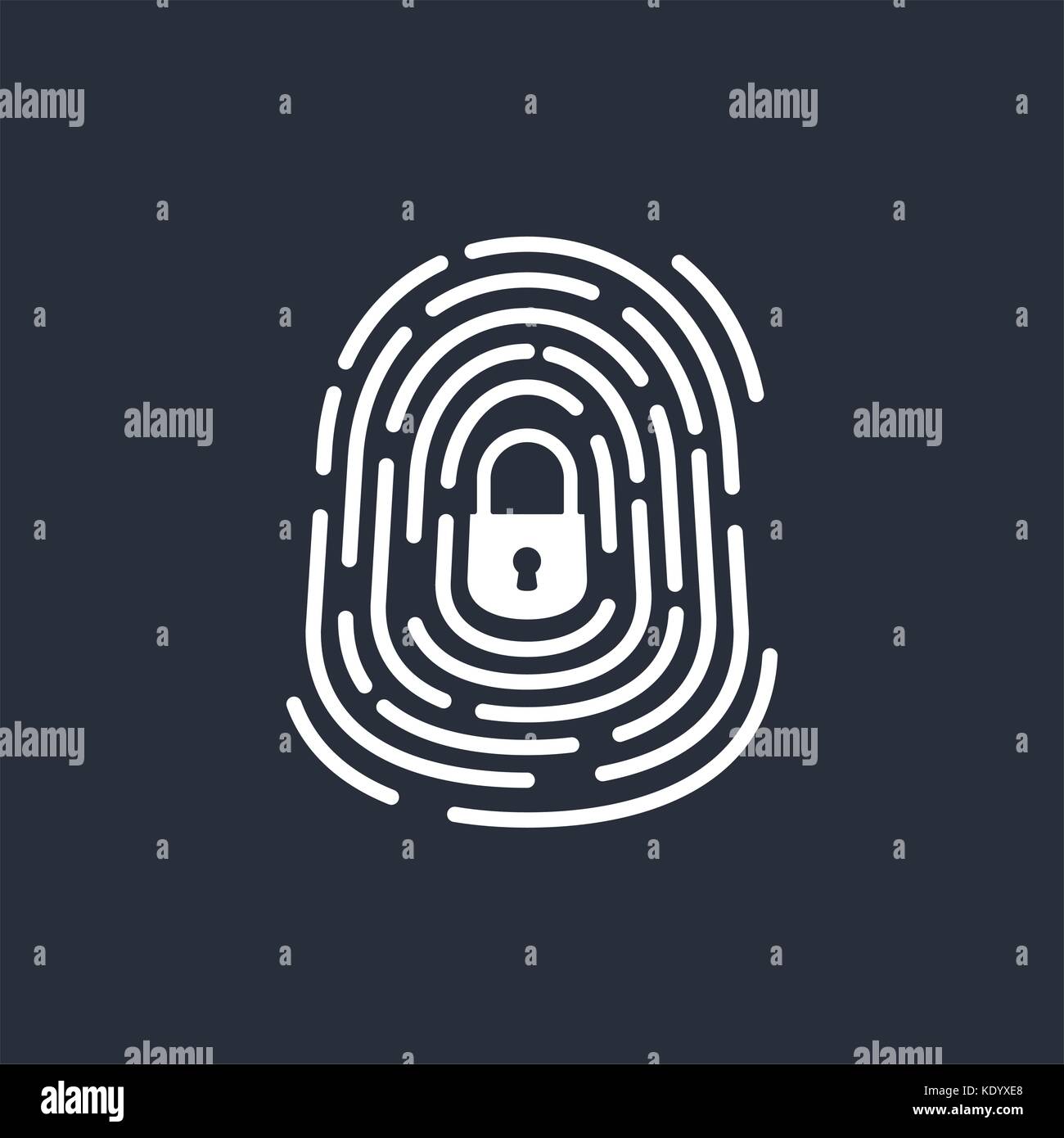 Fngerprint with icon with lock glyph inside - safe access Stock Vector