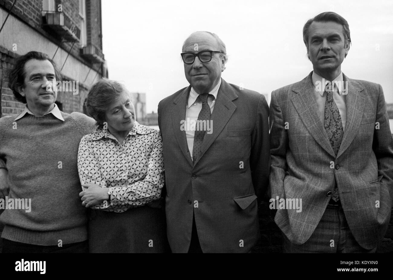 The 'gang of four' former Labour cabinet ministers (L-R) Bill Rodgers, Shirley Williams, Roy Jenkins and David Owen, outside Dr Owen's London home, where they announced their intention to set up a council for social democracy. Stock Photo