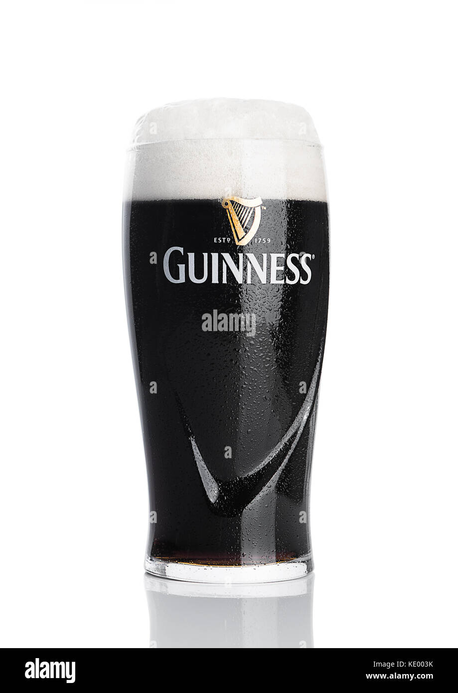 LONDON, UK NOVEMBER 29, 2016 Glass of Guinness original beer on