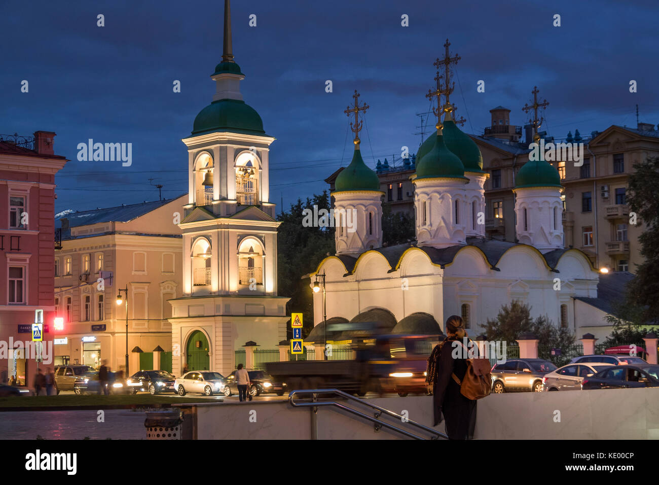 Russia, Moscow. Sretenka Street. Church of the Holy Trinity in Listy (1650-1660). Stock Photo
