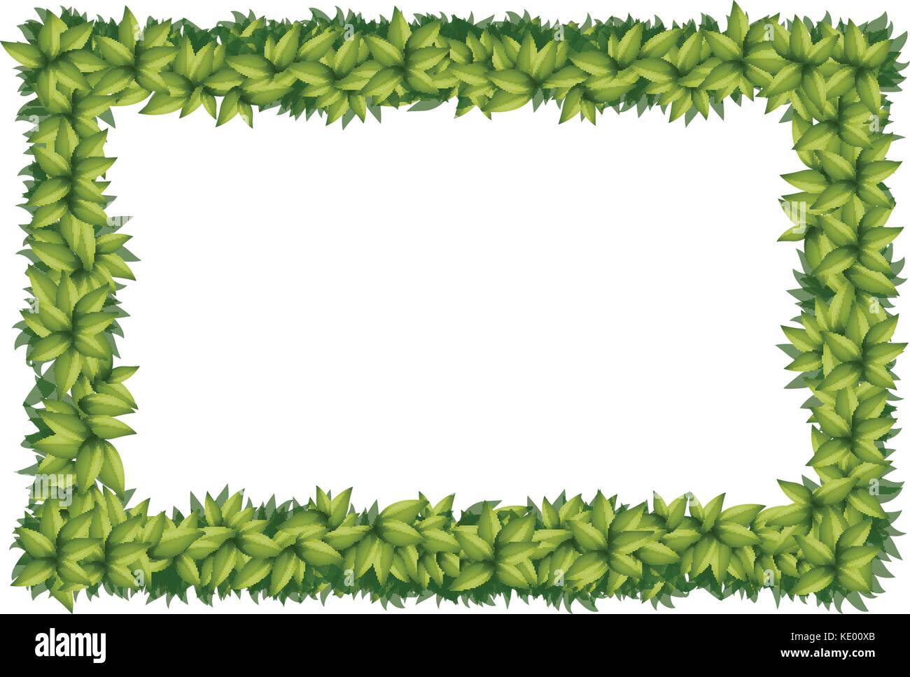 Border template with green leaves illustration Stock Vector Image & Art