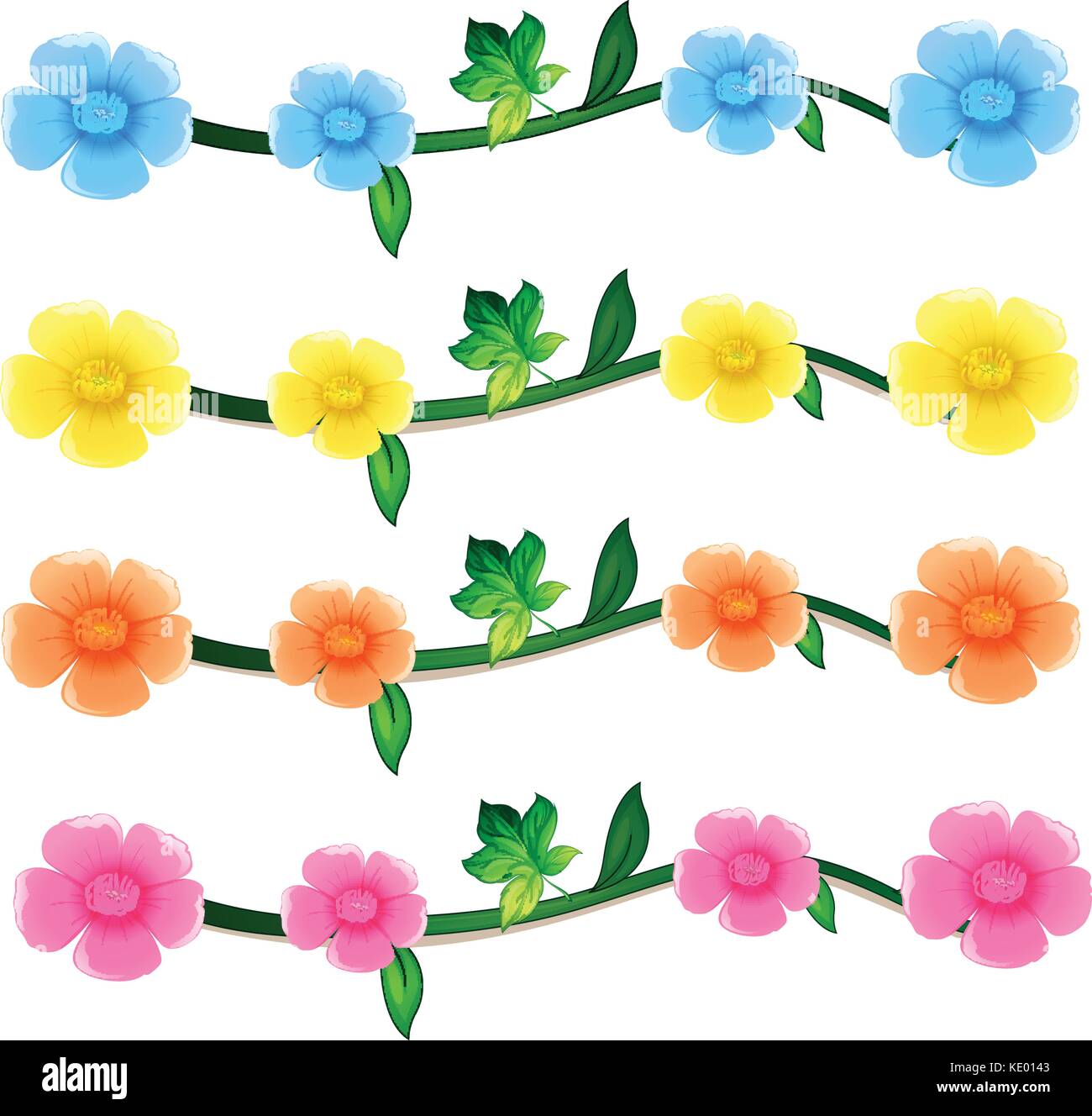 Seamless flowers in four colors illustration Stock Vector Image & Art ...