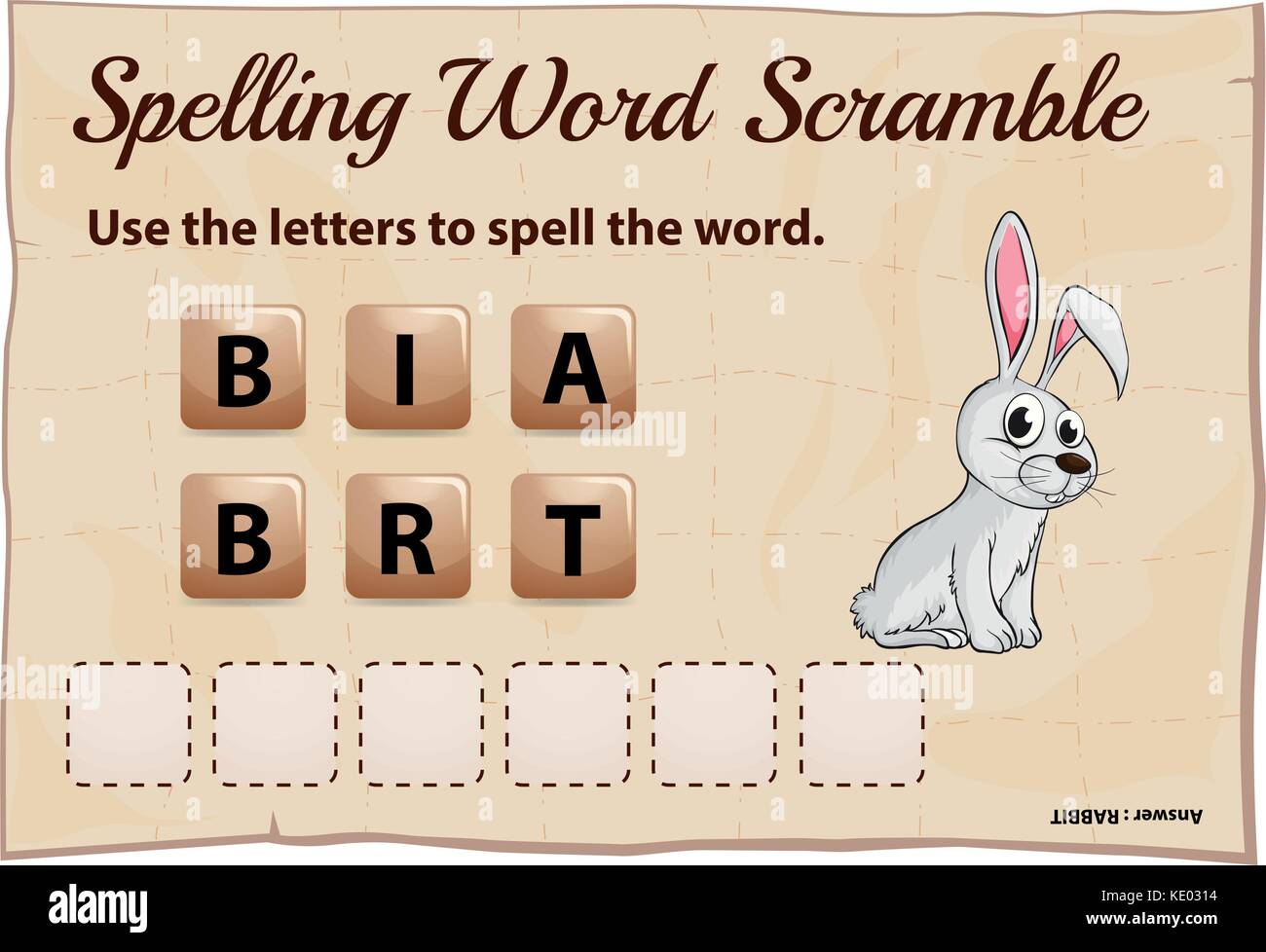 Spelling word game with word rabbit illustration Stock Vector Image & Art Alamy