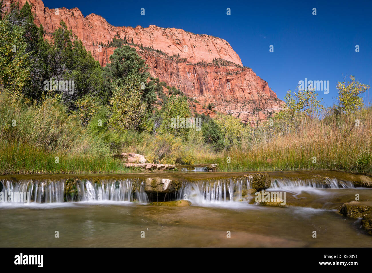 The La Verkin Creek Trail is in the Kolob Canyons area of Zion National Park. Stock Photo