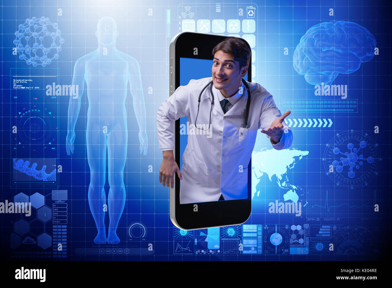 Telemedicine concept with doctor and smartphone Stock Photo - Alamy