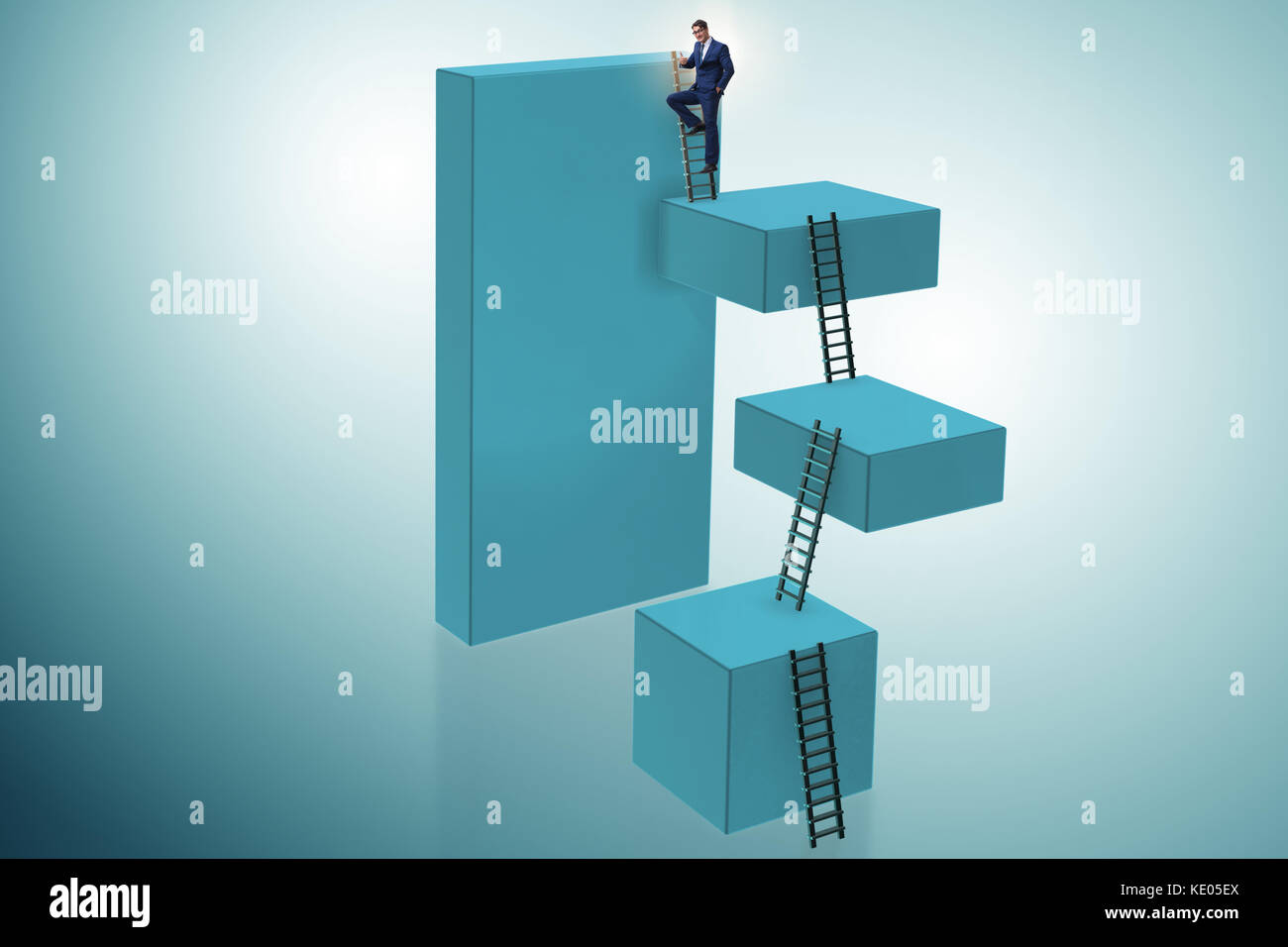 Businessman climbing career ladder in business concept Stock Photo - Alamy