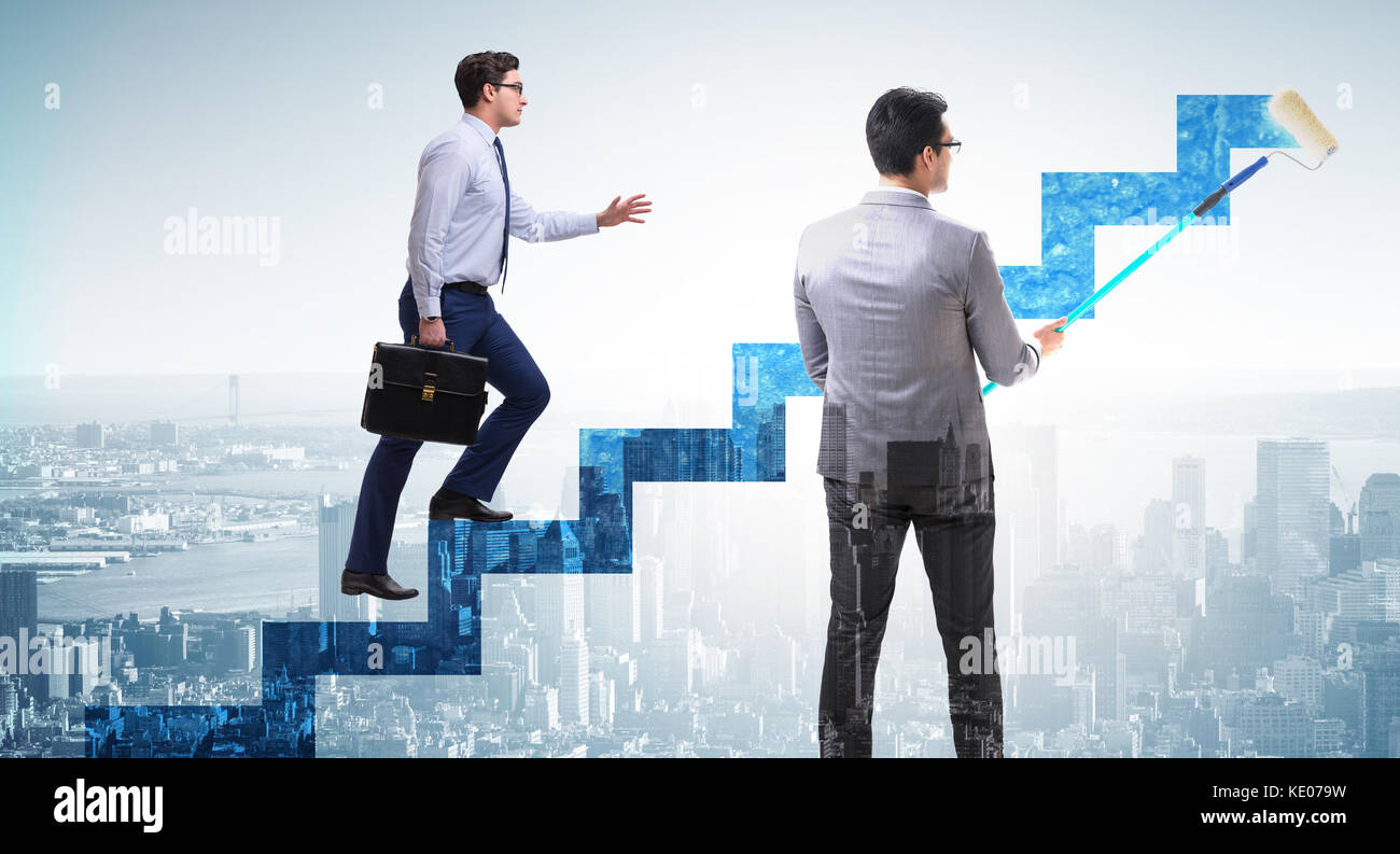 Man walking up ladder paint hi-res stock photography and images - Alamy