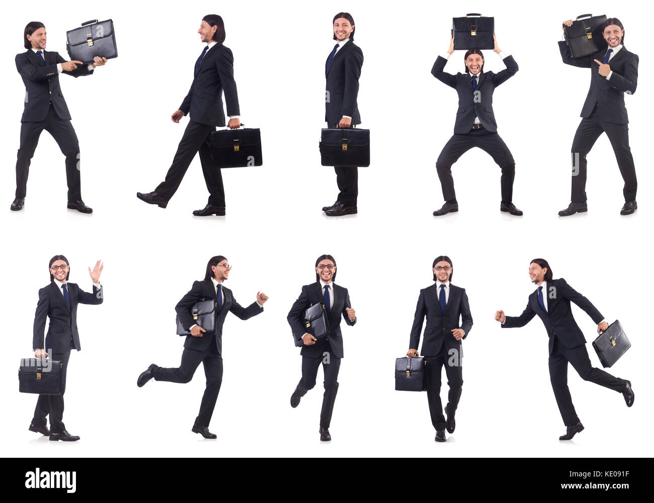 Businessman rushing isolated on the white background Stock Photo - Alamy