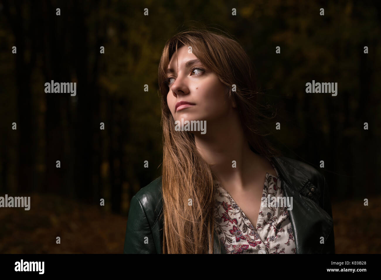 Portrait of a girl in an autumn park Stock Photo - Alamy