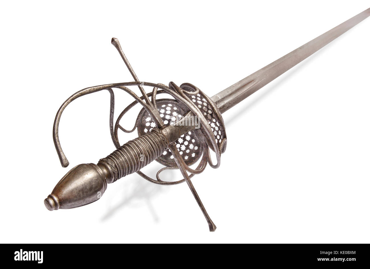 French battle sword (rapier) from the times of Queen Margot and the French Wars of Religion (1562–98). Epee with full hilt. France XVI century. Stock Photo