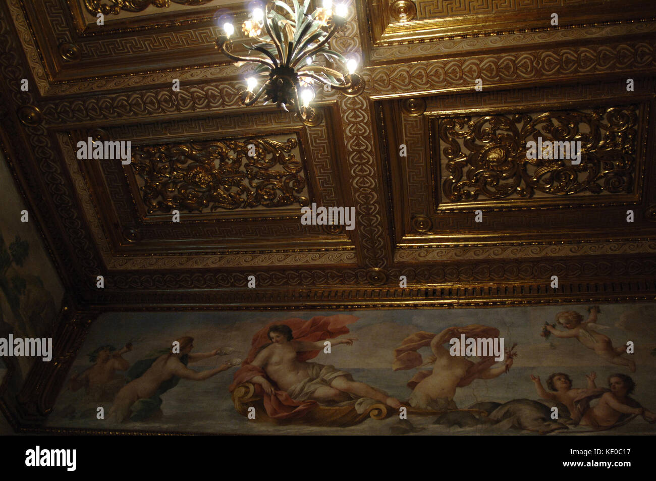 Italy, Rome. Altemps palace  15th-16th century.( National Roman Museum). Details of the decorative painting of one his rooms. Stock Photo